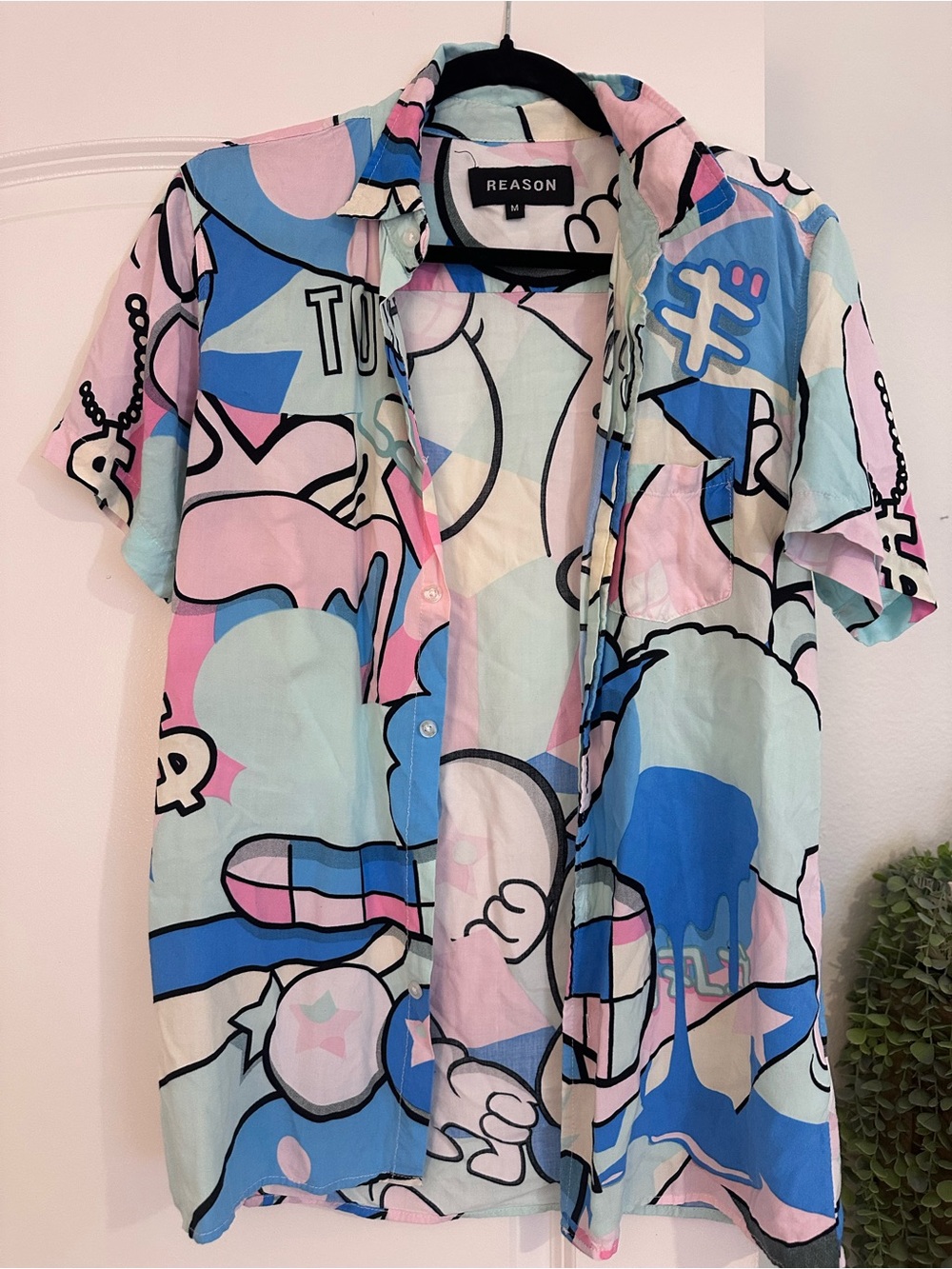 Reason Pastel Multi-Graphic Short-Sleeve Button-Down Shirt
